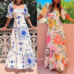 This European and American women's dress is elegant and fashionable, featuring p